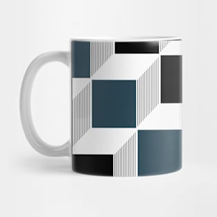 Black, Blue and White, Cube, Geometric Mug